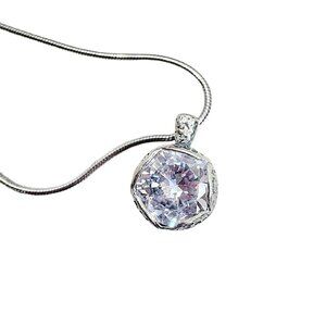 Vintage Silpada Sterling Silver Clear CZ "Center Stage " Pendant Necklace